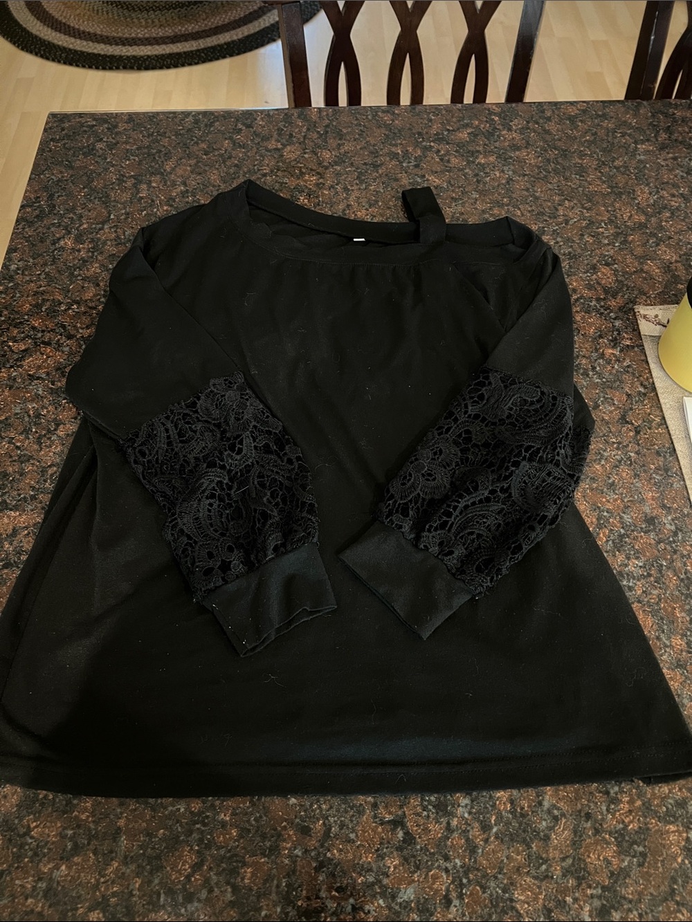 Women’s Black Lace-Sleeve Top